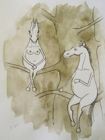 Лошади на дереве