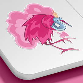 Стикер с цаплей