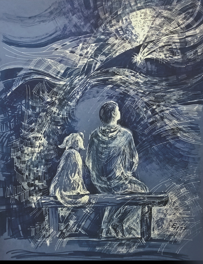 Звездопад. Работа для выставки "Собачья жизнь"