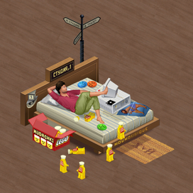 Кровать Темы Лебедева