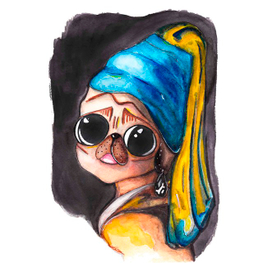 Мопсичка с жемчужной сережкой 