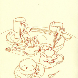 Чай ройбуш и две чашечки кофе по домашнему