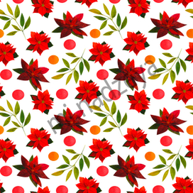 Рождественский паттерн с пуансеттией