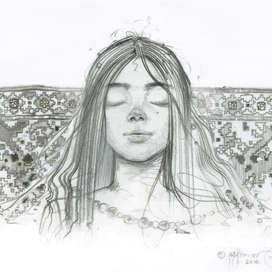 . Sketch illustration to Nikolai Gogol novel "The Night Before Christmas.