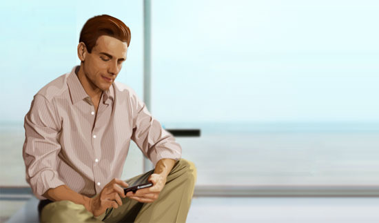 Man watching mobile video