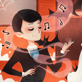 Стильный вампир звукорежиссер жутких звуков