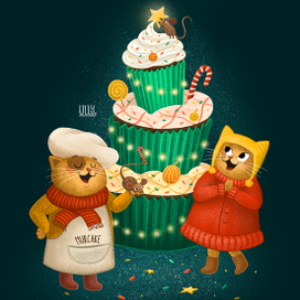 Новогодняя ёлка из капкейков