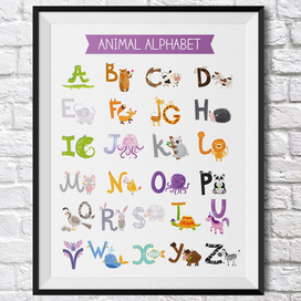 Детский английский алфавит с животными