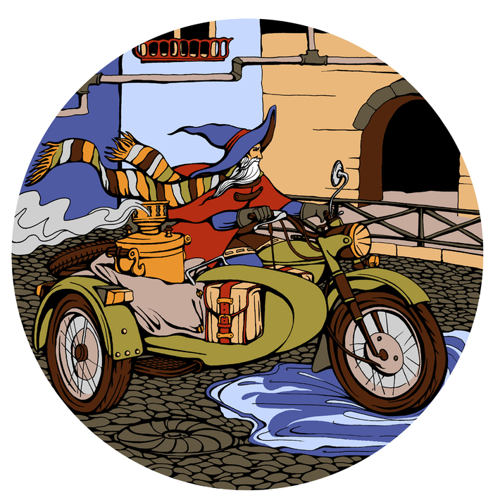 Странник. Эскиз панно для рестобара.