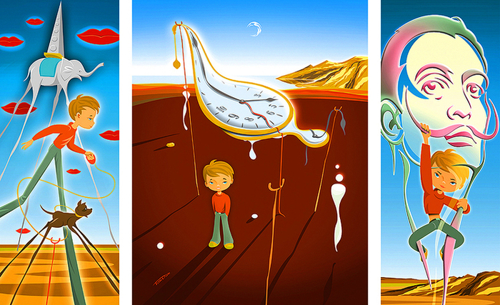 Дали. Сюрреалистическая иллюстрация для детского рассказа.