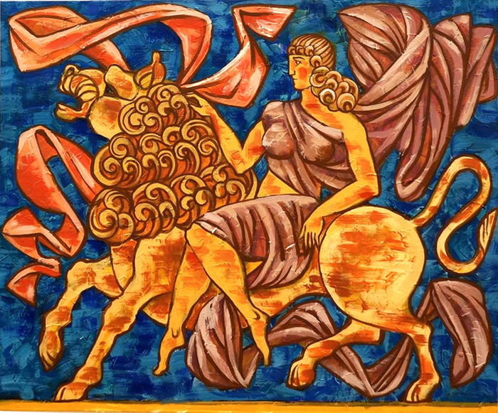 "ПАЛЬМИРА: СЛИЯНИЕ КУЛЬТУР". "Аллад защитница". 120х100 м, акрил, холст. 2016 г.