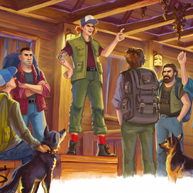 Полуполосная иллюстрация для книги про лис