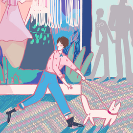 Гуляю с кисой мимо витрин с платьями