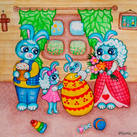 Семья пасхальных кроликов