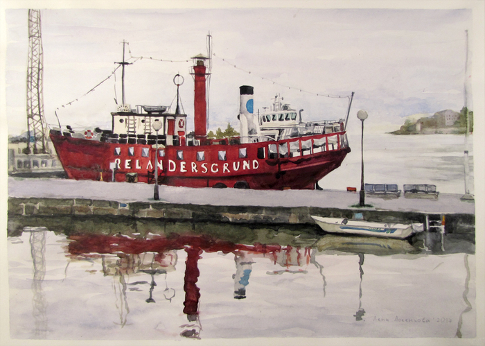 Кораблик в Хельсинки. 21х29 см