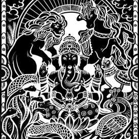 Эскиз под линогравюры 