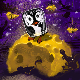 Персонаж пингвин космонавт