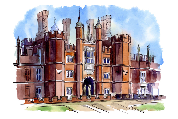 дворец Хэмптон Корт, архитектурная зарисовка