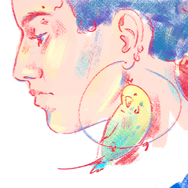 Портрет девушки с попугайчиком