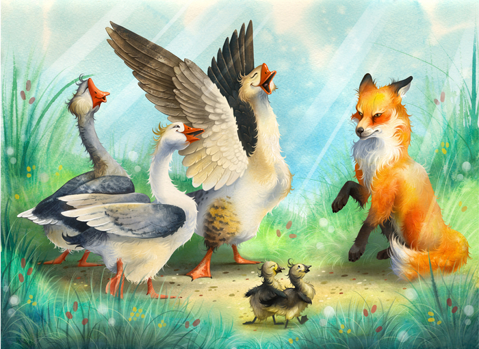 Лиса и гуси