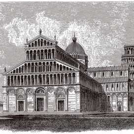 Piza, Piazza dei Miracoli (vector drawing)