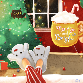 Четвертая новогодняя иллюстрация на открытку