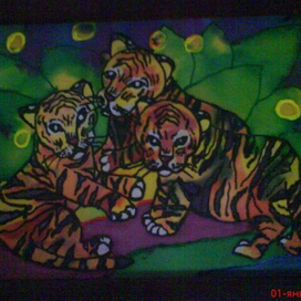 на ткани. батик. "тегрята"