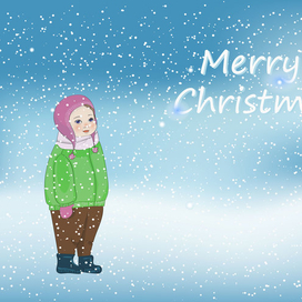 Девочка смотрит на снег. 