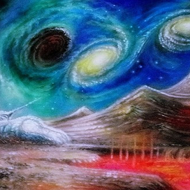 Чёрная дыра и двойная галактика.