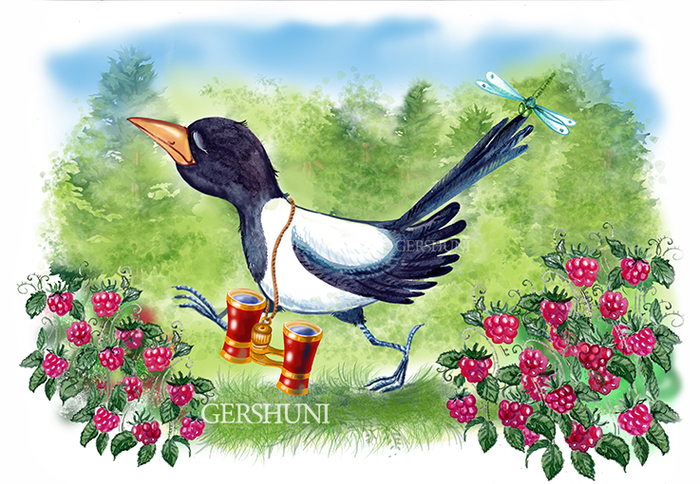 Сорока важно ходила по поляне..)