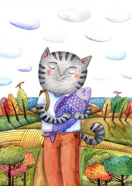 Кот с рыбкой