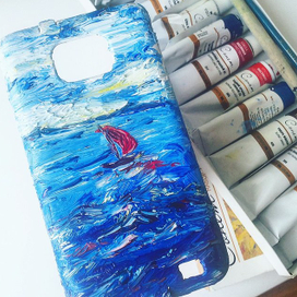 Роспись чехла маслом