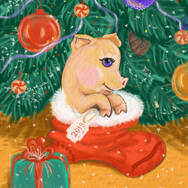 Новый год, открытка, принт