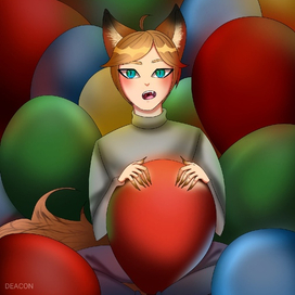 Подарок для друга. Парень с шариками.