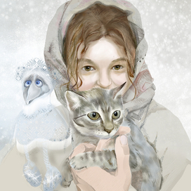 Катя с кошкой