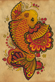 Карп в русском стиле - дизайн татуировки