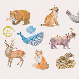 звери и птицы для детского алфавита