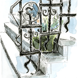 Амстердам. Ступени. Чугунные перила