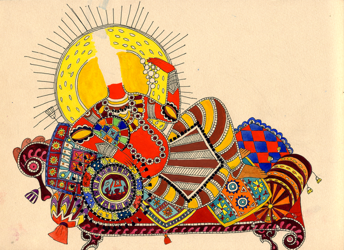 ручная графика для индийской сказки