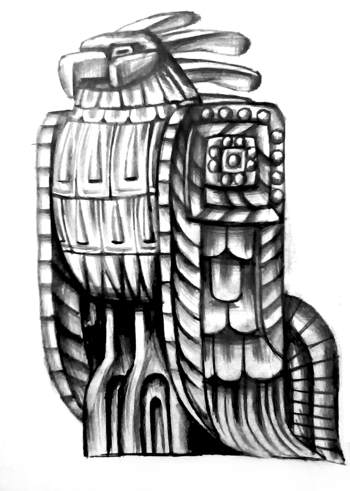 17."Птица", бумага, карандаш. 2017 г.  #50дней50рисунков