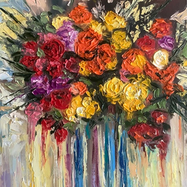 Букет цветом маслом