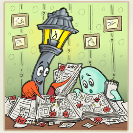 Фонарь и Привиденька выбирают товары в каталоге)))