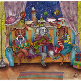 Собаки новогодние.