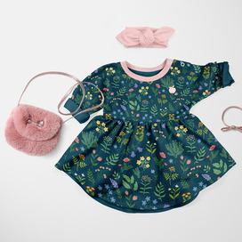 Бесшовный паттерн с цветами и травами