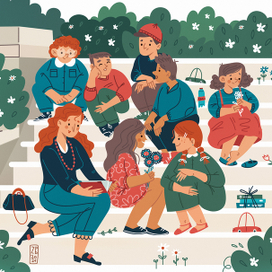 дети на лестнице 