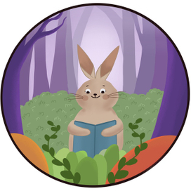 Зайчик читает книгу в таинственном лесу