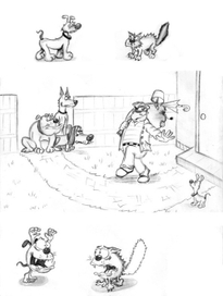 варианты рисования собак и кошек