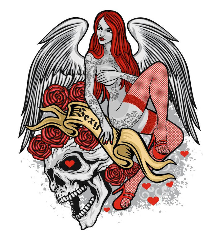 девушка и череп