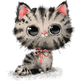 Милый акварельный персонаж котенка