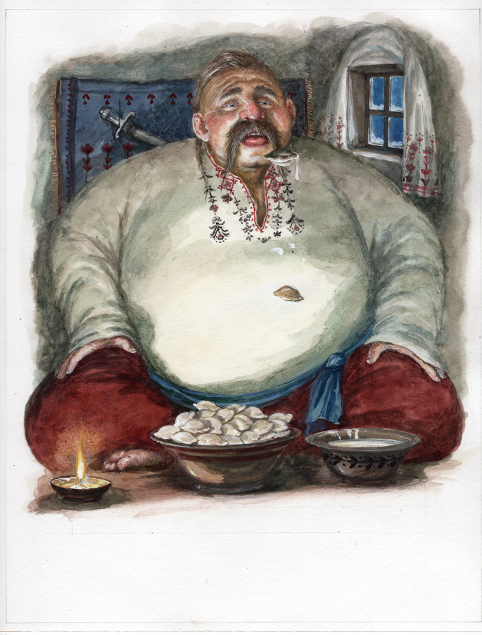 " Ночь перед Рождеством"  галушки со сметаной.